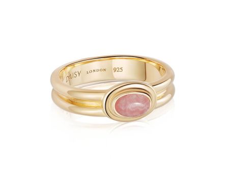 Rhodochrosite Ring 18ct Gold Plate For Discount