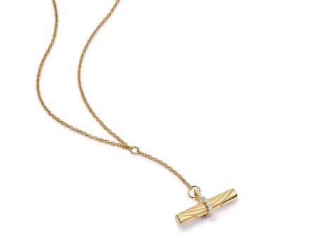 Estée Lalonde Fine Diamond T Bar Necklace 14ct Solid Gold Supply