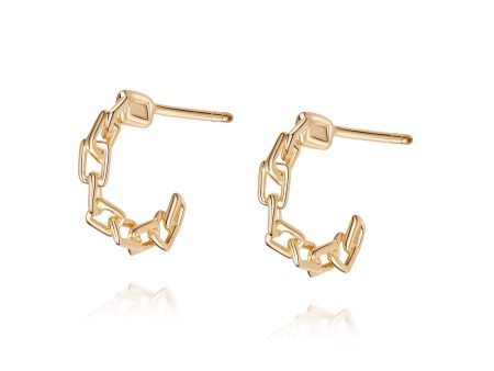 Chain Mini Hoop Earrings 18ct Gold Plate For Discount