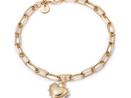 Shrimps Heart Charm Bracelet 18ct Gold Plate For Discount