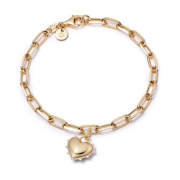 Shrimps Heart Charm Bracelet 18ct Gold Plate For Discount