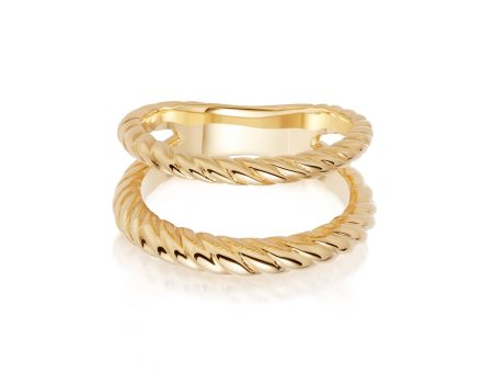 Double Rope Ring 18ct Gold Plate Online now