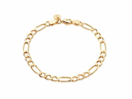 Figaro Chain Bracelet 18ct Gold Plate Online now