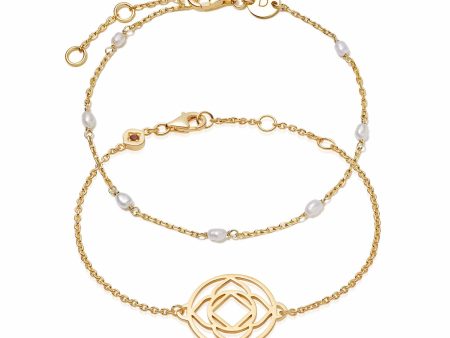 Base Chakra Bracelet Stack 18ct Gold Plate For Cheap