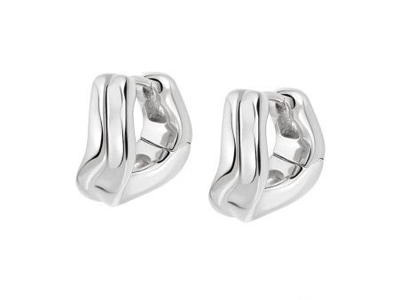 Banded Wave Huggie Earrings Sterling Silver For Cheap