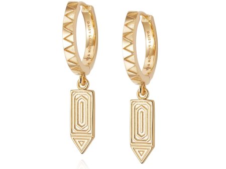 Artisan Drop Huggie Earrings 18ct Gold Plate Online now