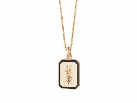 Bold Engraved Enamel Necklace 18ct Gold Plate Fashion