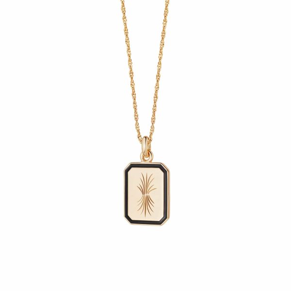 Bold Engraved Enamel Necklace 18ct Gold Plate Fashion