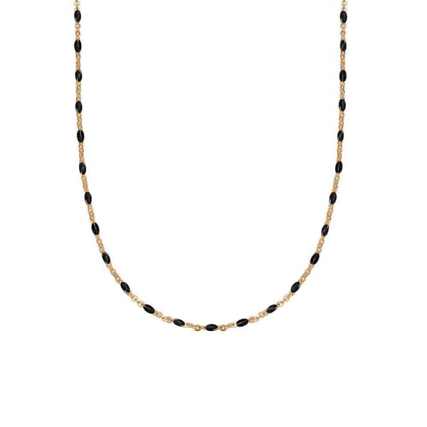 Treasures Black Beaded Necklace 18ct Gold Plate Cheap