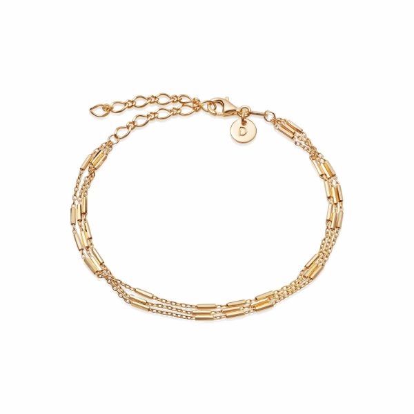 Triple Bar Chain Bracelet 18ct Gold Plate Online