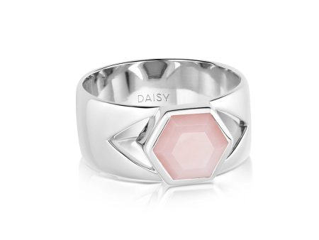 Beloved Bold Pink Opal Band Ring Sterling Silver Sale