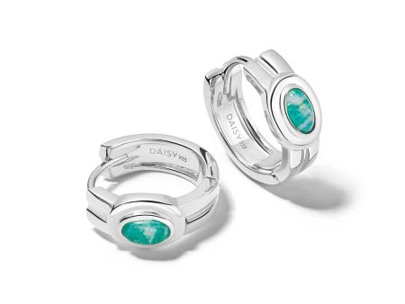 Amazonite Huggie Hoop Earrings Sterling Silver Supply