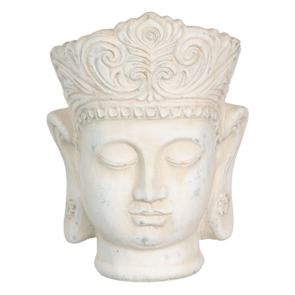 Planter Cream Terracotta Buddha Oriental 18,4 x 18,4 x 25,6 cm For Cheap