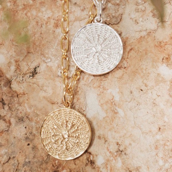 Woven Coin Necklace 18ct Gold Plate Supply