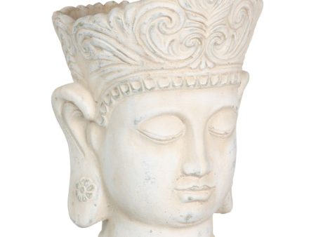 Planter Cream Terracotta Buddha Oriental 18,4 x 18,4 x 25,6 cm For Cheap