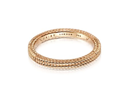 Double Rope Stacking Ring 18ct Gold Plate For Sale