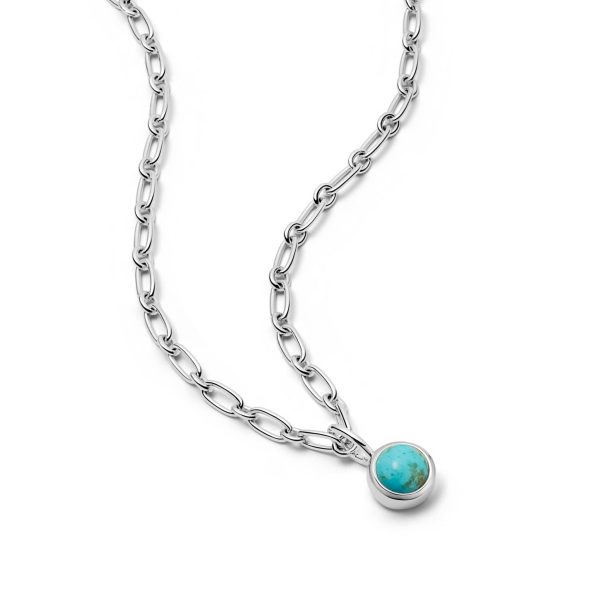 Turquoise Chunky Healing Stone Necklace Sterling Silver For Cheap