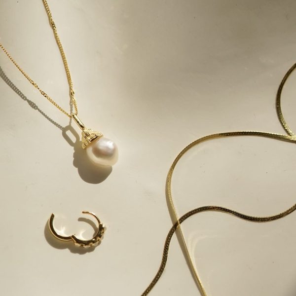 Baroque Pearl Shell Necklace 18ct Gold Plate Online