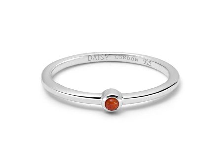 Red Coral Healing Stone Ring Sterling Silver Fashion