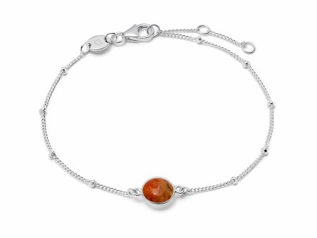 Red Coral Healing Stone Bobble Bracelet Sterling Silver Supply