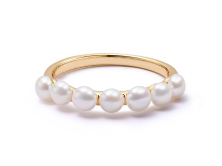 Chunky Pearl Band Ring 18ct Gold Plate For Sale