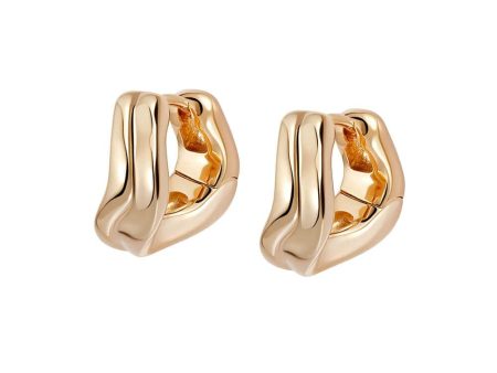 Banded Wave Huggie Earrings 18ct Gold Plate Discount