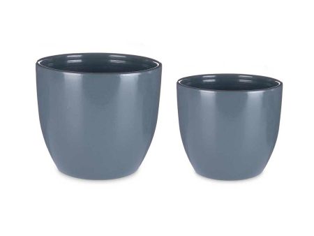 Set of pots 2 Pieces Ø 22 cm Ø 28 cm Anthracite Clay Online