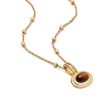 Tigers Eye Pendant Necklace 18ct Gold Plate For Sale