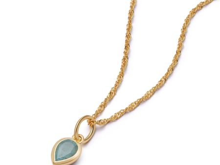 Aquamarine March Birthstone Charm Necklace 18ct Gold Plate Hot on Sale