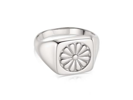 Daisy Bloom Signet Ring Sterling Silver Discount