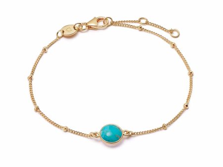 Turquoise Healing Stone Bobble Bracelet 18ct Gold Plate For Discount