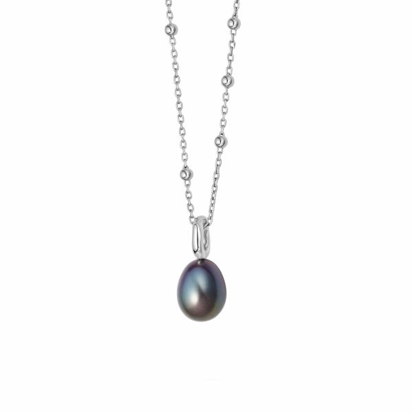 Baroque Black Pearl Pendant Necklace Sterling Silver Online