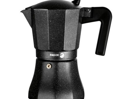 Italian Coffee Pot Fagor Tiramisu Black Aluminium 3 Cups Cheap