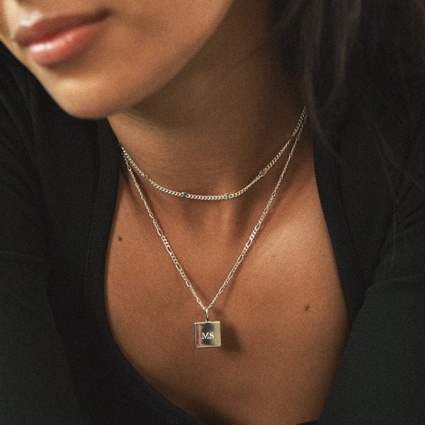 Engravable Square Pendant Necklace Sterling Silver Online