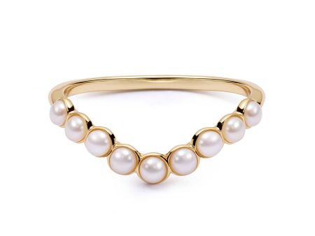 Pearl Wave Band Ring 18ct Gold Plate Online Hot Sale