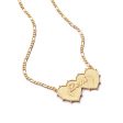 Shrimps Double Heart Personalised Necklace 18ct Gold Plate on Sale