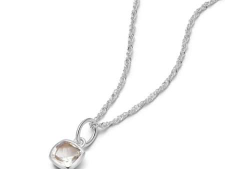 White Topaz April Birthstone Charm Necklace Sterling Silver Online