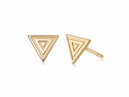 Artisan Stamped Stud Earrings 18ct Gold Plate Hot on Sale