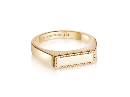 Rope Signet Ring 18ct Gold Plate Fashion