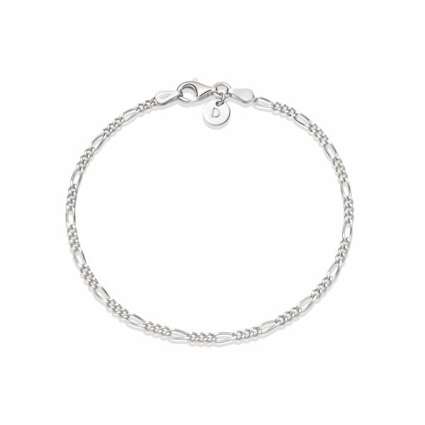 Thin Figaro Chain Bracelet Sterling Silver Online