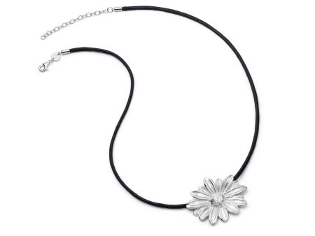 Daisy Large Cord Flower Necklace Sterling Silver For Cheap