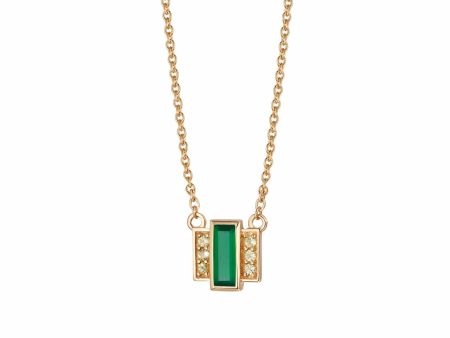 Beloved Green Onyx Baguette Necklace 18ct Gold Plate Hot on Sale