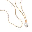 Double Pearl Necklace Layering Set 18ct Gold Plate For Sale