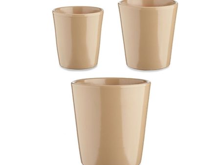 Set of pots Ø 14 cm Ø 22 cm Ø 17 cm Cónica 3 Pieces Beige For Cheap