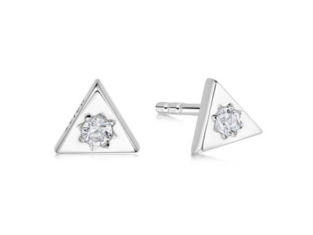 Triangle Sparkle Stud Earrings Sterling Silver Hot on Sale