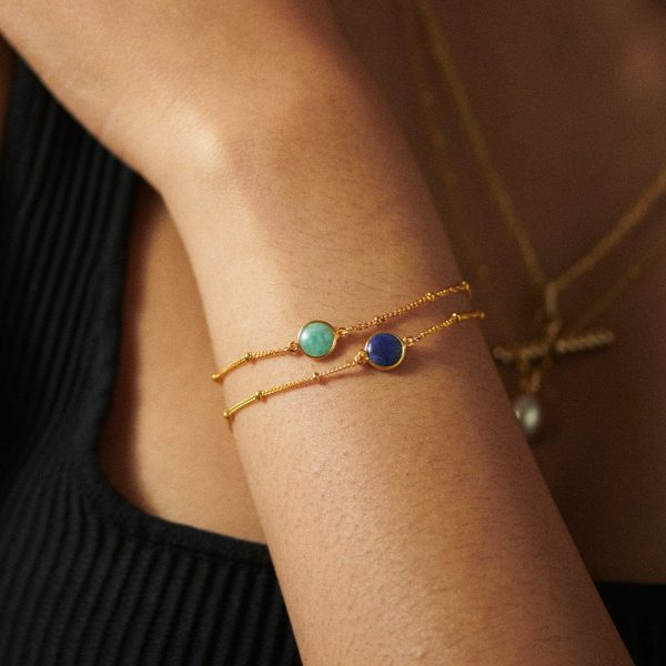 Amazonite Healing Stone Bobble Bracelet 18ct Gold Plate on Sale