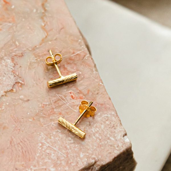 Estée Lalonde T Bar Stud Earrings 18ct Gold Plate Online now