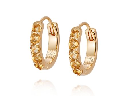 Beloved Citrine Huggie Earrings 18ct Gold Plate Online now