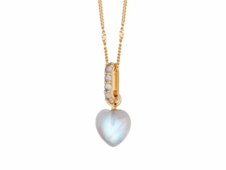 Beloved Moonstone Heart Drop Pendant 18ct Gold Plate Supply