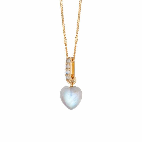 Beloved Moonstone Heart Drop Pendant 18ct Gold Plate Supply